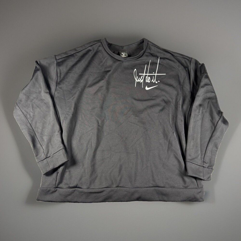 Nike Just Do It Sweatshirt Women’s L Gray Pullover Fleece Double Pocket L/S